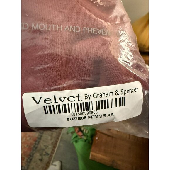 Velvet By Graham & Spencer Suzie05 Femme XS Pullover Sweatshirt Mauve - Picture 6 of 6